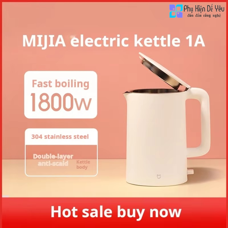Ấm đun nước điện XIAOMI MIJIA 1A, đun sôi nhanh, làm bằng thép không gỉ, có chức năng điều khiển nhiệt độ thông minh và chống quá nhiệt