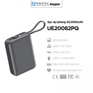 Pin dự phòng Energizer UE20082PQ - 20.000mAh, Liền cáp USB-C 45W
