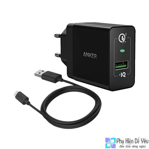 Sạc Anker PowerPort+ 1 - QC 3.0, PowerIQ, kèm cáp Micro USB