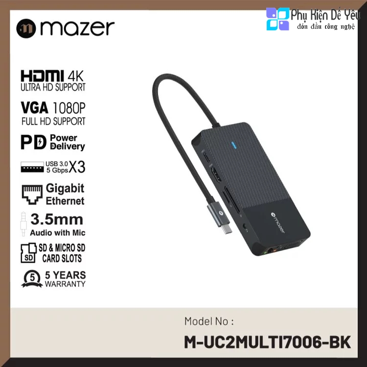 Bộ chuyển đổi Mazer Infinite.Multimedia Pro Hub 7006 (10-in-1)
