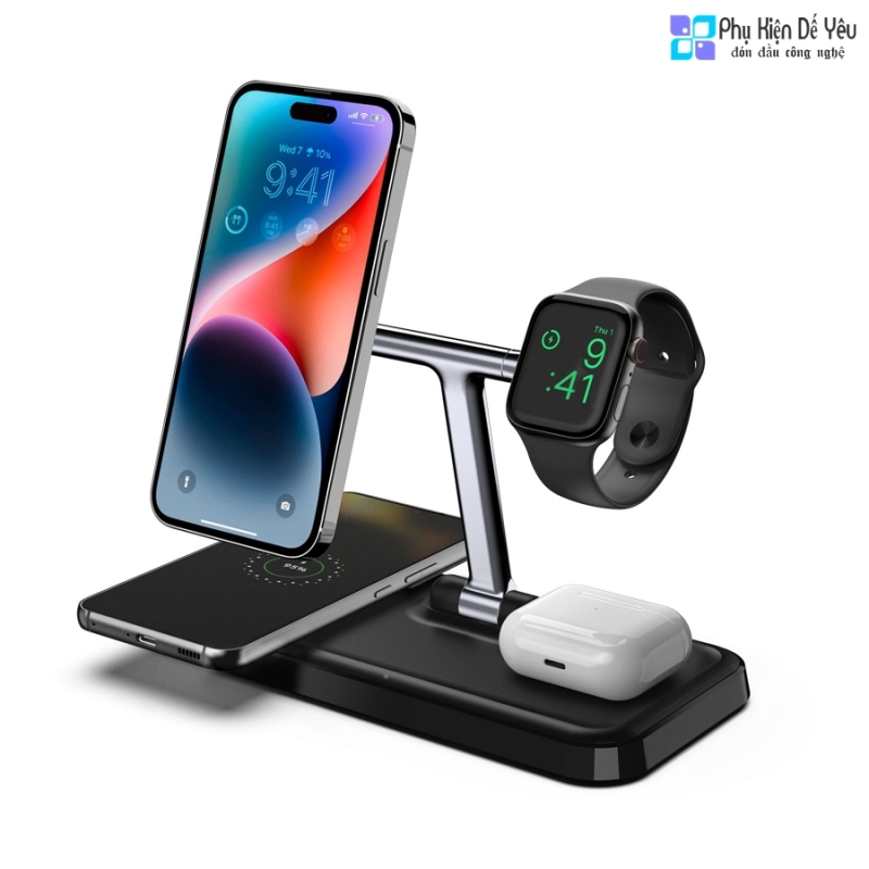 Sạc không dây HYPERJUICE 4-in-1 Wireless Charger - HJ-499QM (Sạc iPhone 15W)