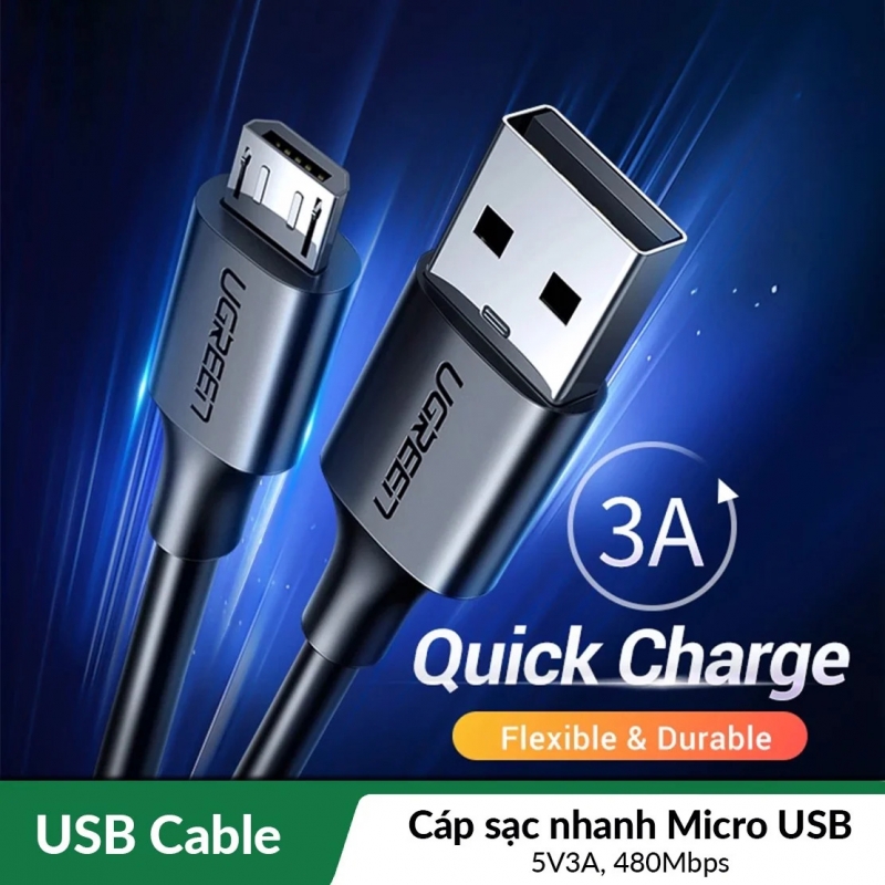 Cáp Micro USB UGREEN 60135 - dài 0.5m
