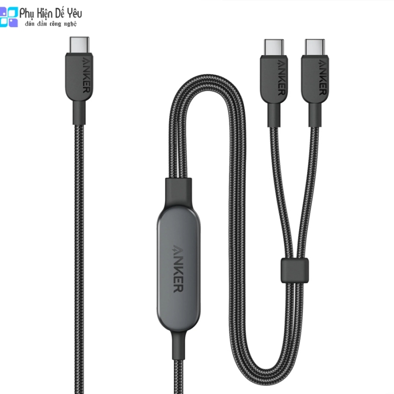 Cáp Anker 2 trong 1 USB C sang USB C 140W dài 1.2m - A8895