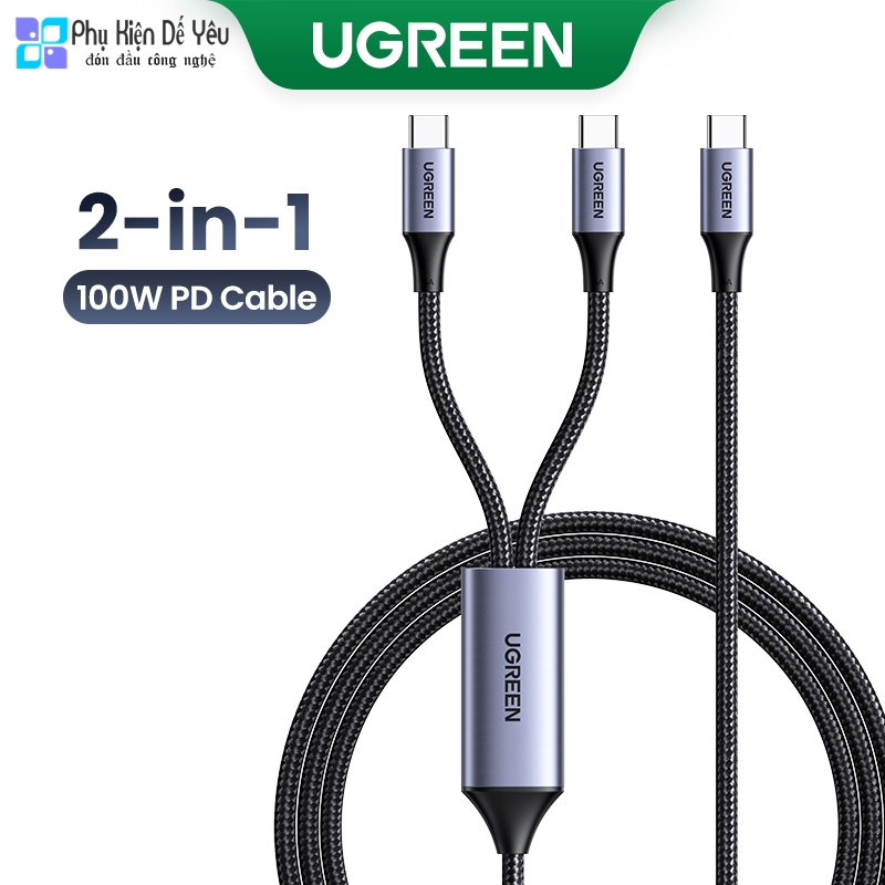 Cáp 2 in 1 UGREEN 100W PD Type C  - 100W, 1.5m (US561)