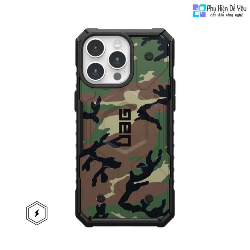 Ốp UAG PATHFINDER WITH MAGSAFE cho iPhone 16 Pro Max/ 16 Pro/ 16 Plus/ 16/ 15 Pro Max/ 15 Pro/ b15/ 14 Pro Max/ 14 Pro/ 14 Plus/ 14 - US WOODLAND CAMOUFLAGE
