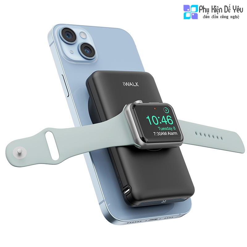 Pin dự phòng không dây từ tính iWALK MAG-X kèm sạc Apple Watch - 10.000mAh