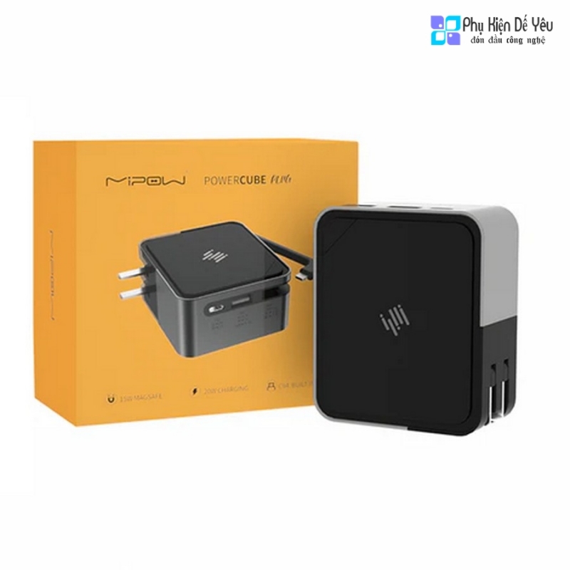 Pin dự phòng Mipow Power Cube PRO10000X (10.000mAh, Liền cáp Lightning, ổ AC, MagSafe)