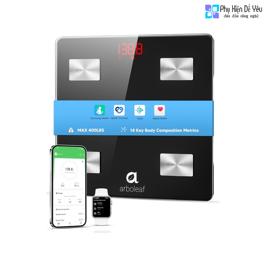Cân sức khỏe Arboleaf CS20N - App đo lường 14 chỉ số