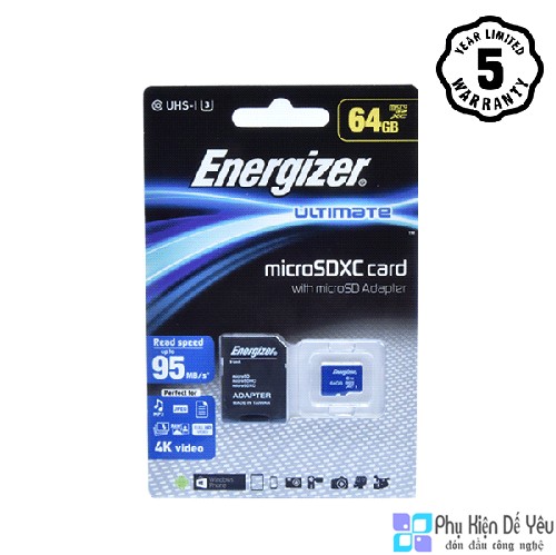 Thẻ nhớ Micro SDXC 64GB Energizer UL U3 95MB/s - FMDAAU064A
