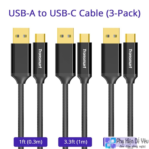 Bộ 3 cáp USB-C to USB 2.0 Tronsmart CPP10 Braided Nylon