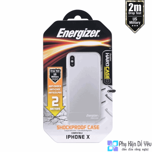 Ốp lưng trong suốt Energizer chống sốc 2m cho iPhone X - ENCOSPIP8TR