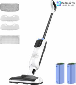 Máy hút bụi kiêm lau nhà không dây LiTHELi U4VM34, lực hút 4000Pa, trọng lượng nhẹ 3,84lbs, 2 pin 4000mAh có thể thay thế, miếng lau dùng một lần và có thể giặt được, hoạt động êm ái trên sàn cứng và hút lông thú cưng.