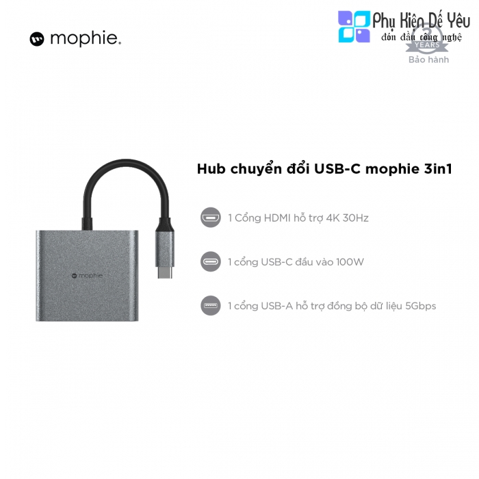 Hub USB-C Mophie 3 in 1 - 409912327