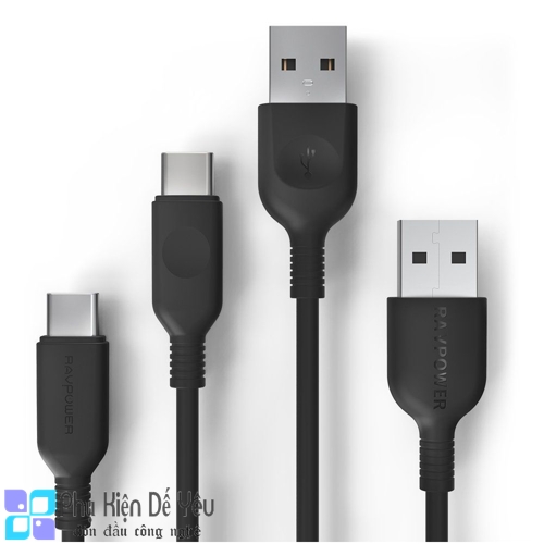 Bô 2 cáp USB-A ra USB-C RAVPower RP-CB008 - 90cm, 1.8m