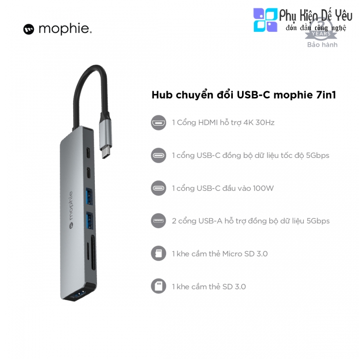 Hub USB-C mophie 7 in 1 - 409910268