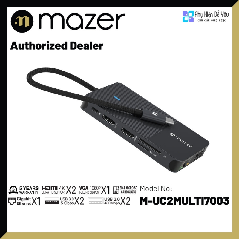 Bộ chuyển đổi Mazer USB-C Multimedia Pro Hub 11-in-1 Black Edition