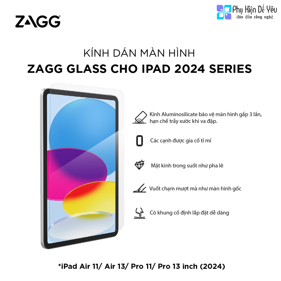 Kính cường lực ZAGG Glass cho iPad Air 13/ Pro 13 inch 2024